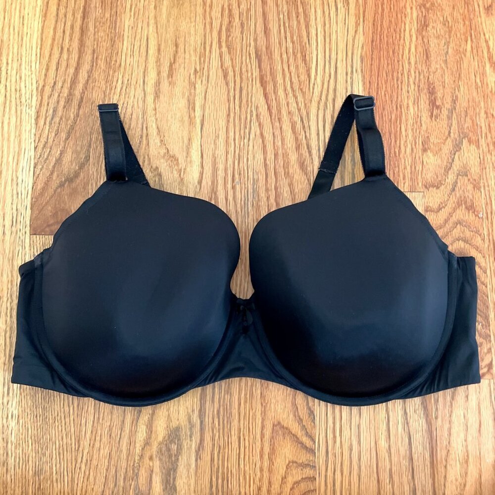 TORRID Plus Size Perfect T-Shirt Bra Solid Black Bow w/ Cutout Underwire 44DDD - Picture 2 of 16